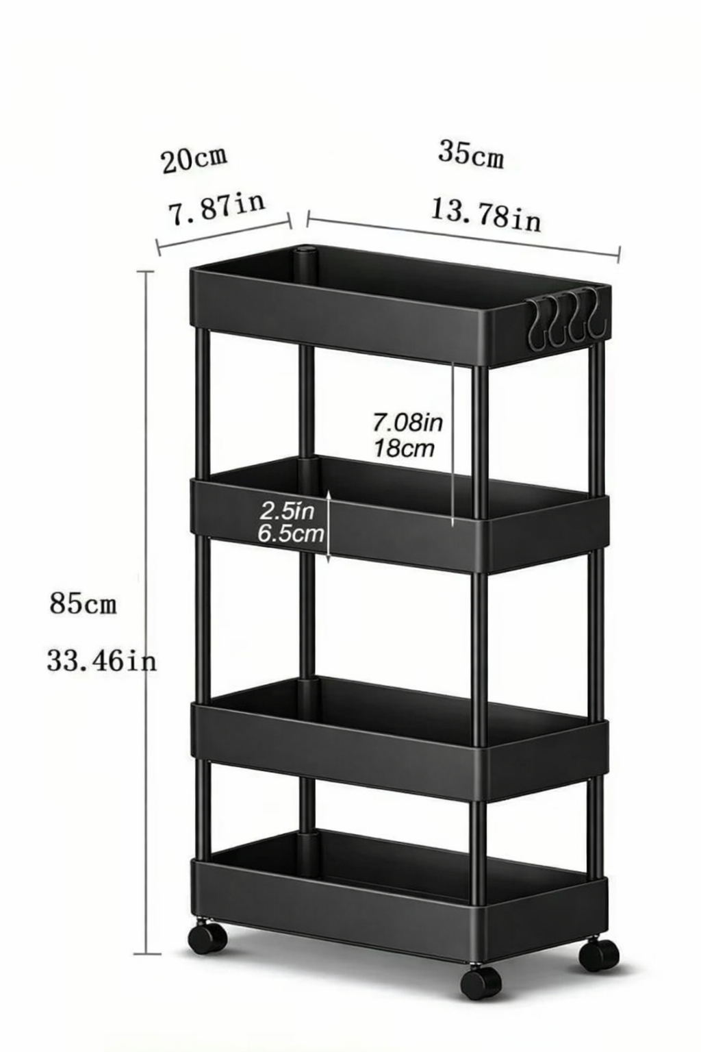 Chariot Slim sur Roulettes Organiz Home