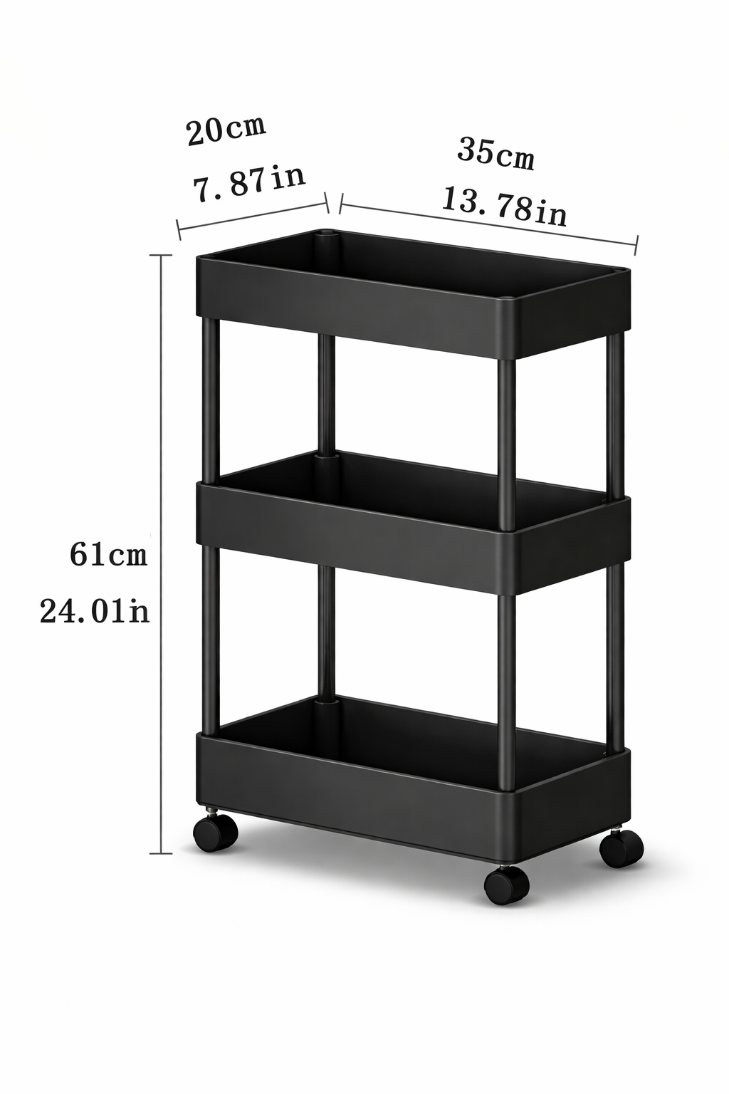 Chariot Slim sur Roulettes Organiz Home