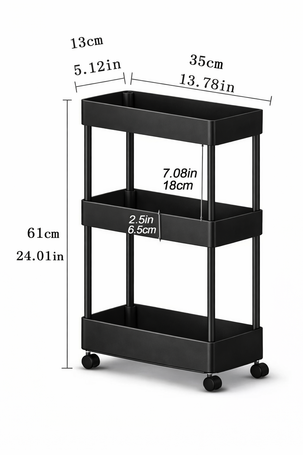 Chariot Slim sur Roulettes Organiz Home