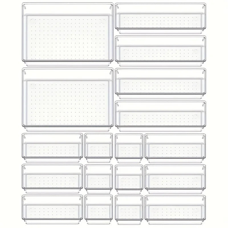 Ensemble de boîtes de rangement modulaires transparentes