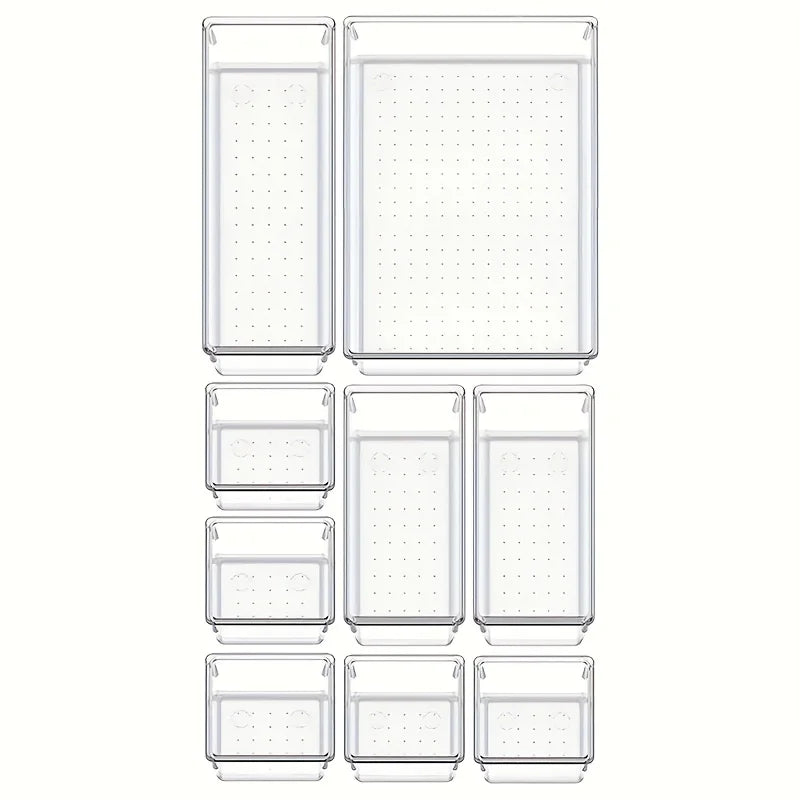 Ensemble de boîtes de rangement modulaires transparentes