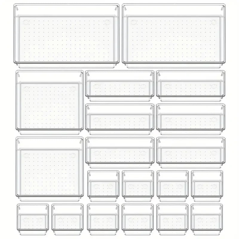 Ensemble de boîtes de rangement modulaires transparentes