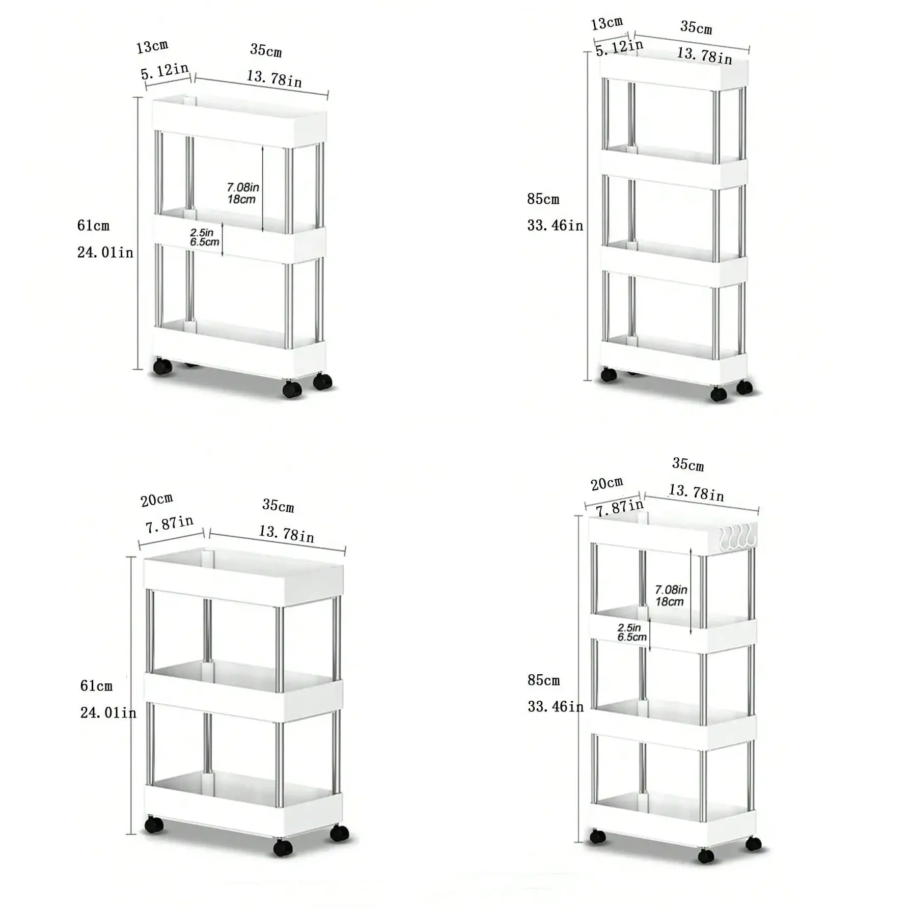 Chariot Slim sur Roulettes Organiz Home