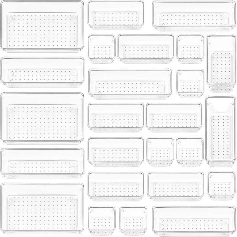 Ensemble de boîtes de rangement modulaires transparentes