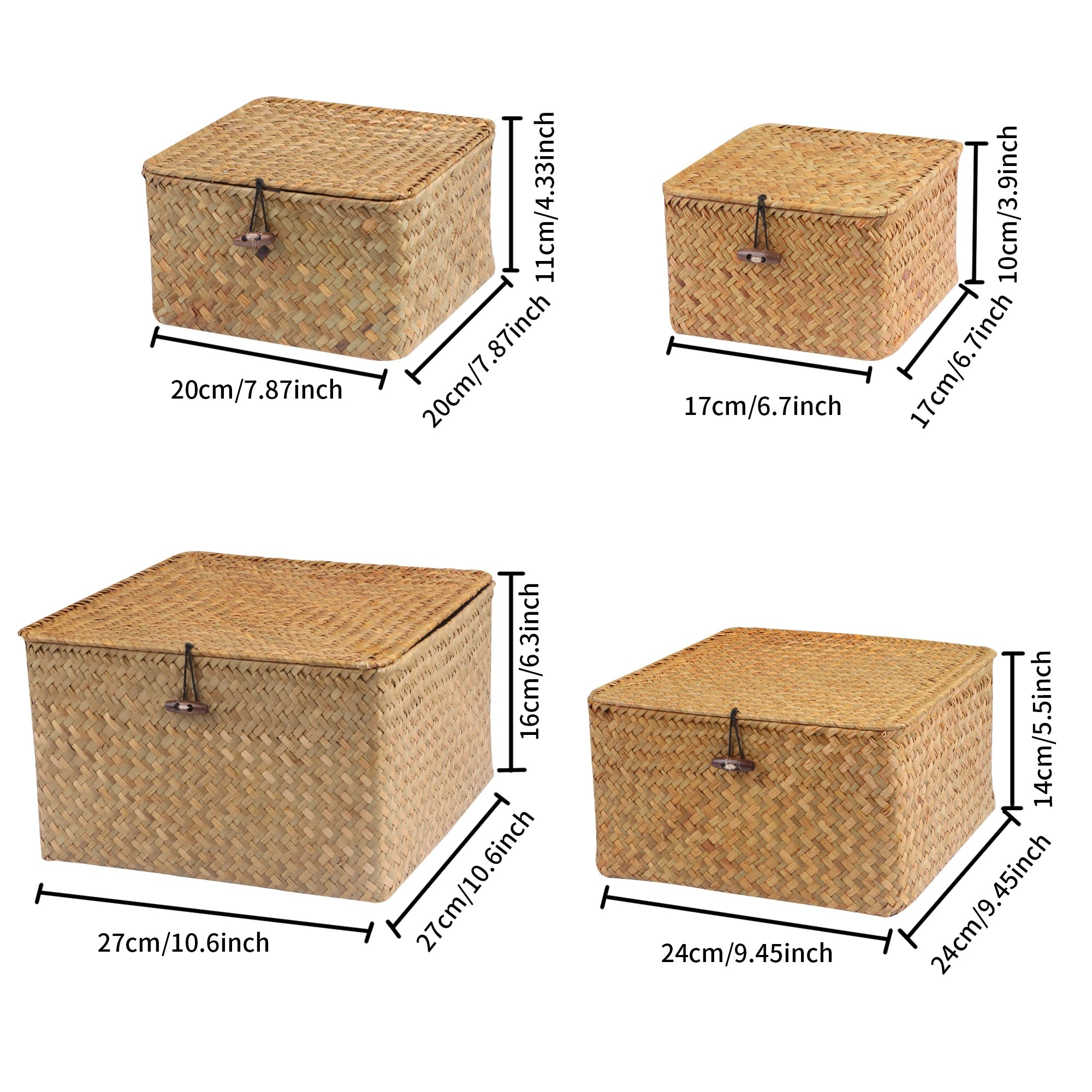Lot de 4 Paniers de Rangement avec Couvercle