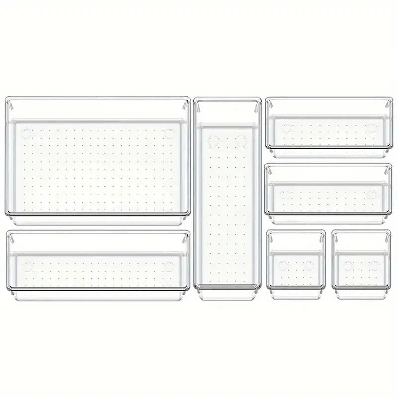 Ensemble de boîtes de rangement modulaires transparentes