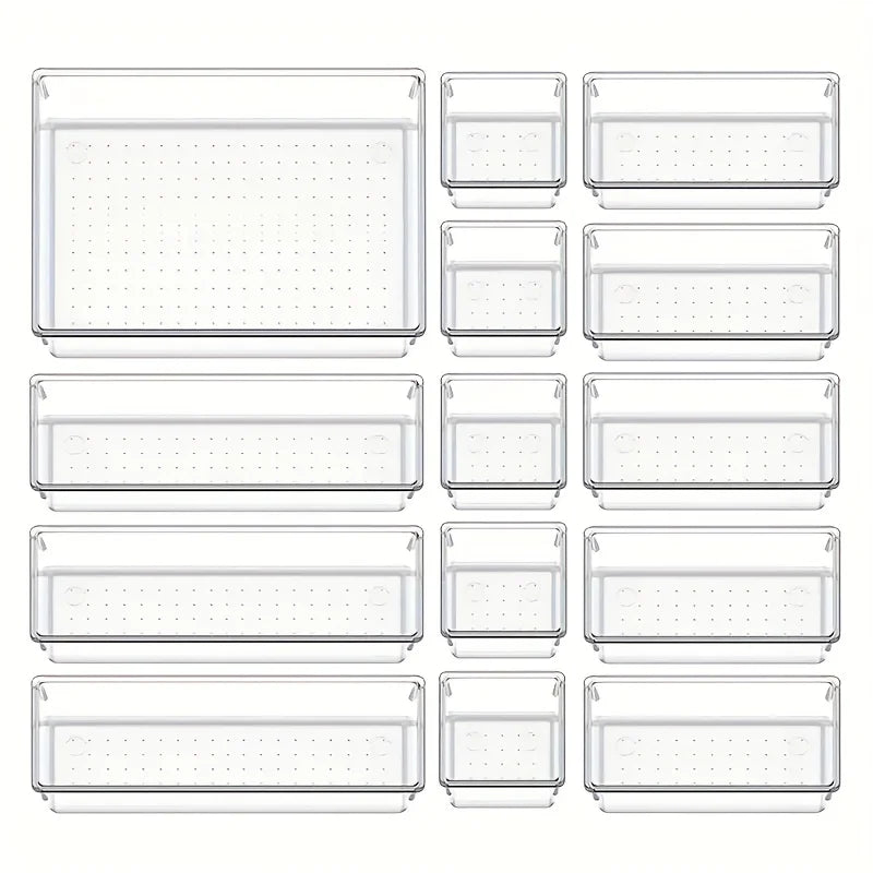 Ensemble de boîtes de rangement modulaires transparentes