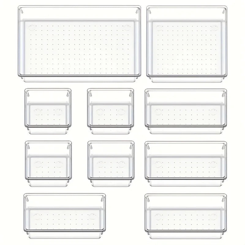 Ensemble de boîtes de rangement modulaires transparentes