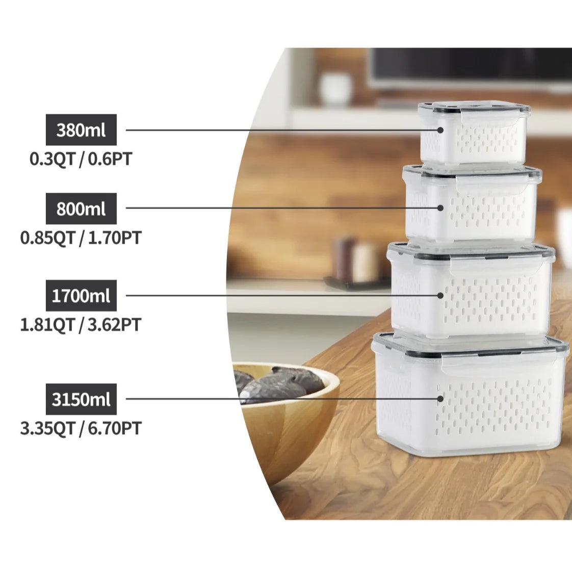 Boîte de conservation avec panier égouttoir